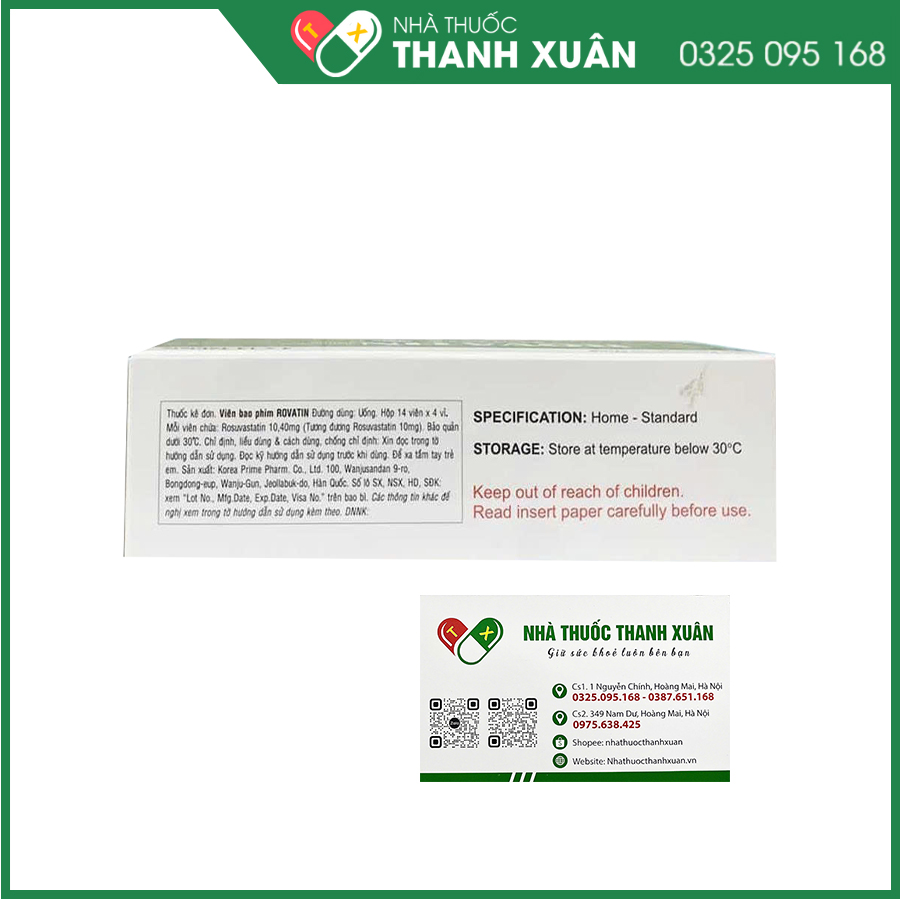 Rovatin 10 thuốc điều trị giảm và phòng ngừa mỡ máu, hàm lượng cholesterol máu cao, phòng ngừa bệnh tim mạch nguyên phát